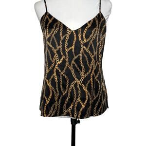 L'AGENCE Black and Gold Chain Print Blouse